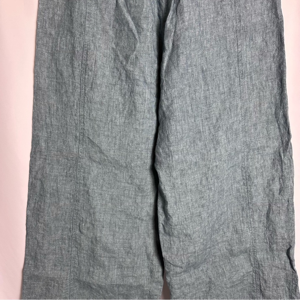 Eileen Fisher 100% Organic Linen Wide Leg Pants Blue Green Small Lagenlook - Picture 10 of 12